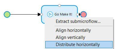 Distribute horizontally to auto-align microflow actions